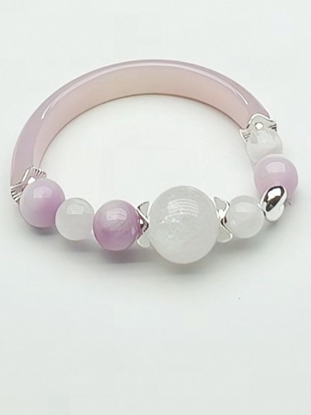 Pink Agate & Crystal Beaded Bracelet